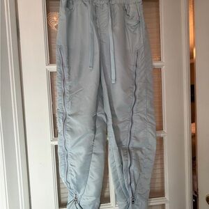 Light Blue Jogger Pants with Zipper Details